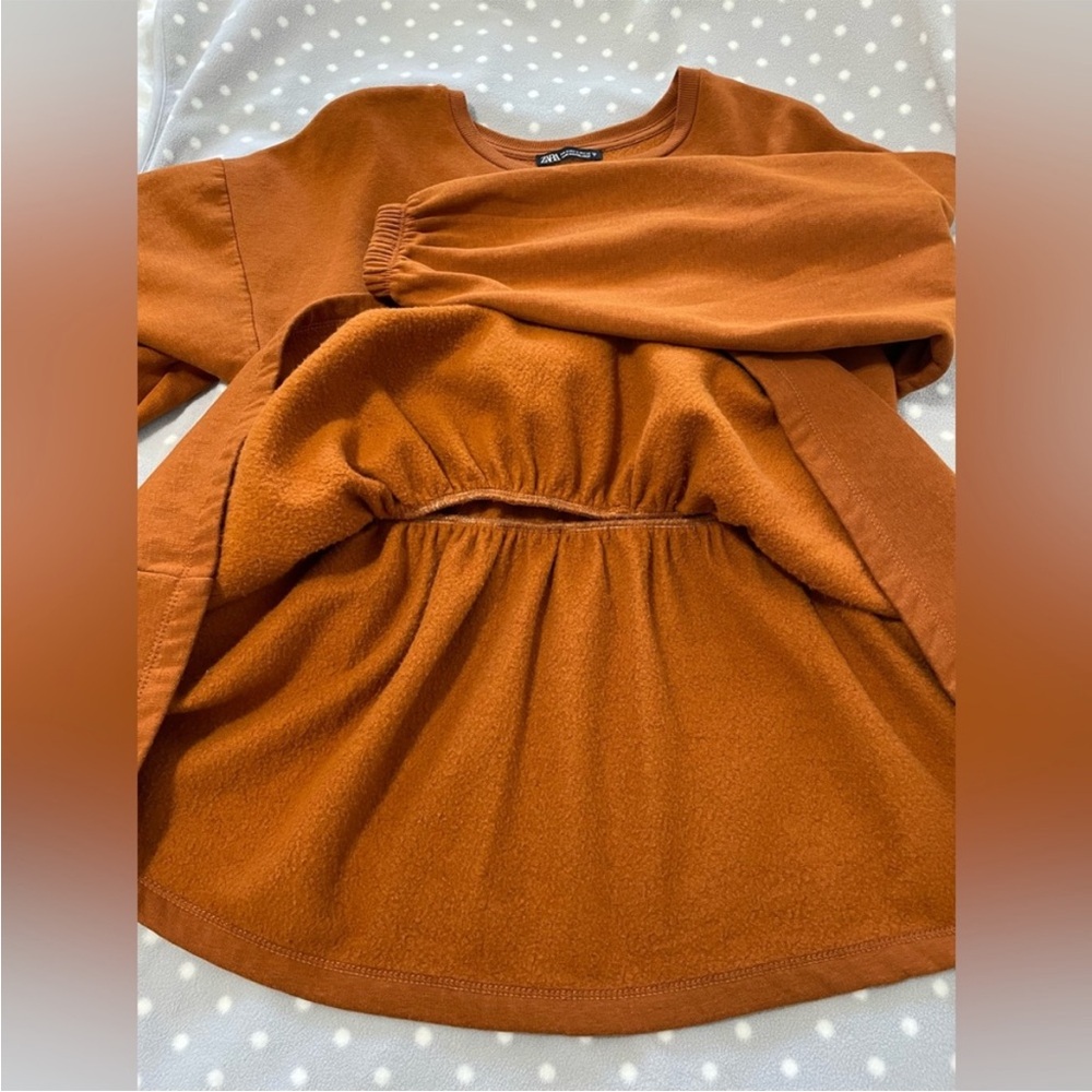 GUC Zara Rust Fleece inside Top Size S - Picture 5 of 6